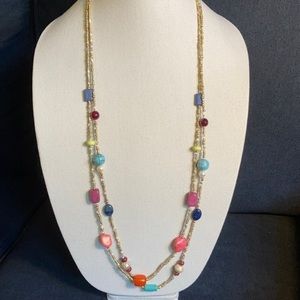 NWT Chico’s gold tone and beaded necklace